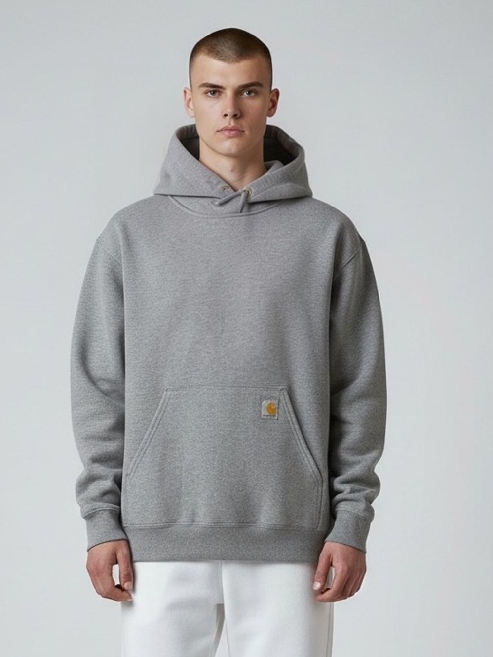 Carhartt Gray Pullover Hoodie with Kangaroo Pocket